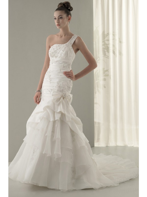 One shoulder beautiful wedding dress MBD7539